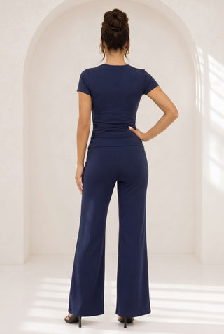 SS Knit Top and Long Pants Set