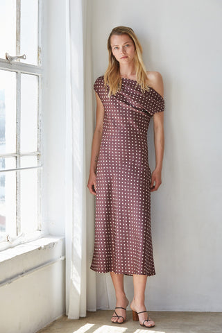 Jeanie Dotted Cowl Neck Dress