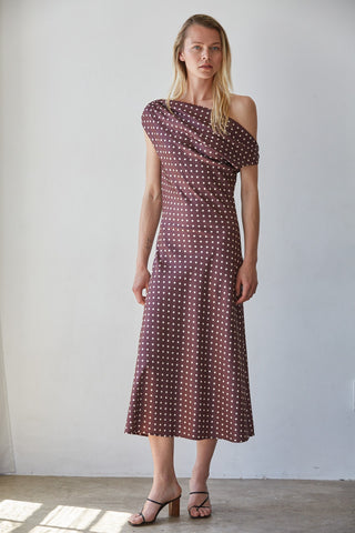 Jeanie Dotted Cowl Neck Dress