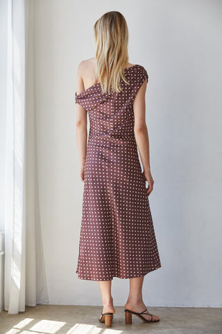 Jeanie Dotted Cowl Neck Dress