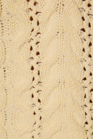Cable Knit Pointelle Henley Oversized Sweater
