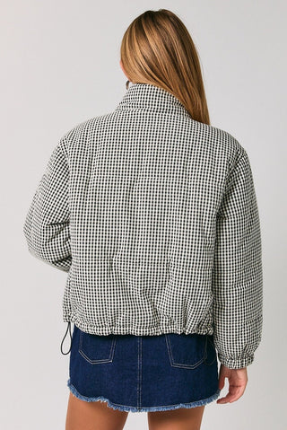 It's All Black & White Gingham Puffer Jacket