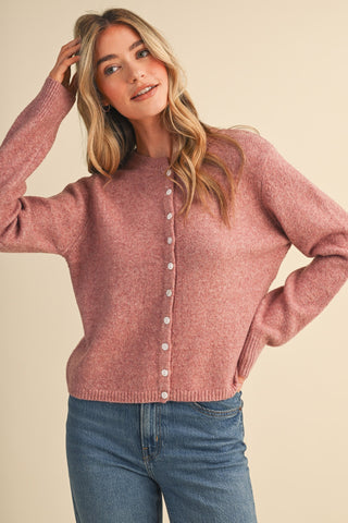Marled Knit Button Front Cardigan
