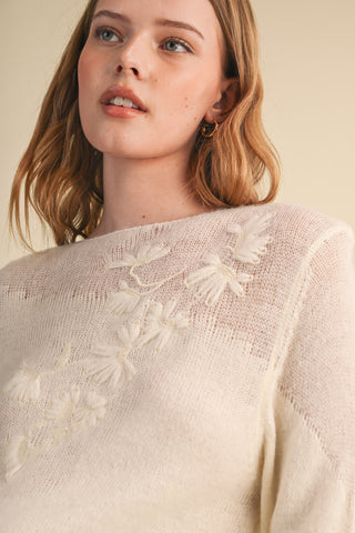 Floral Embroidery Long Sleeve Sweater