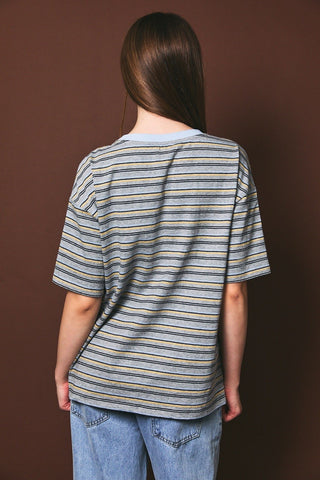 Oversized Short Sleeve Stripe Top