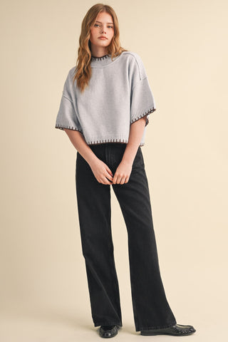 Contrast Blanket Stitch SS Sweater