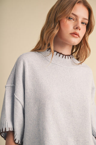 Contrast Blanket Stitch SS Sweater