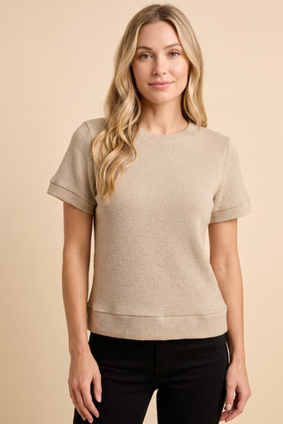 Brushed Soft Knit Banded T-Shirt