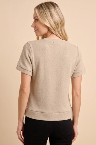 Brushed Soft Knit Banded T-Shirt