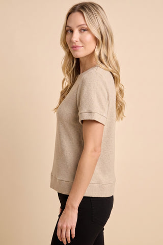 Brushed Soft Knit Banded T-Shirt