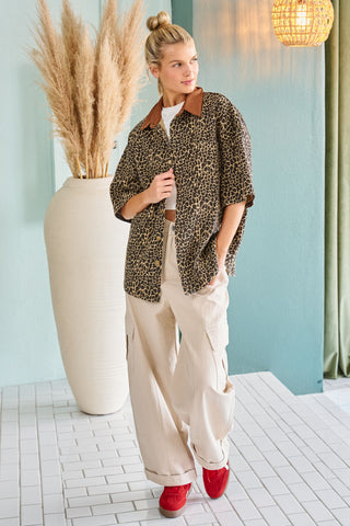 Leopard Collared Button Down Shirt