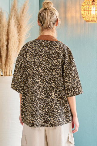 Leopard Collared Button Down Shirt