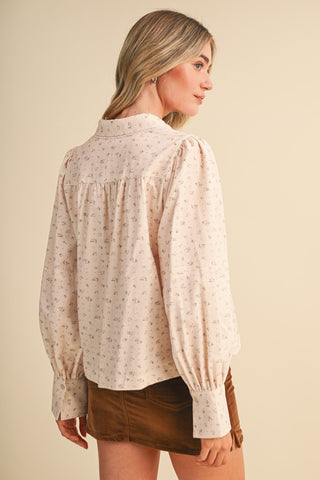 Floral Button Up Top with Lace Trim