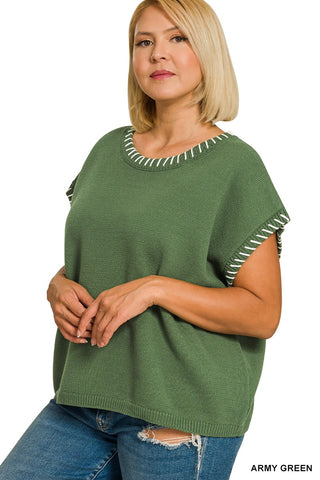 Curvy Stitch Detailed Oversize Sweater