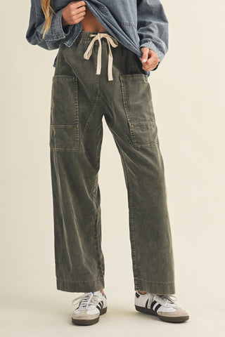 Wide-leg Garment-dyed Utility Trousers