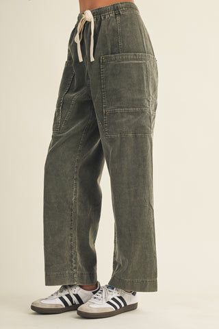 Wide-leg Garment-dyed Utility Trousers