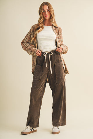 Wide-leg Garment-dyed Utility Trousers