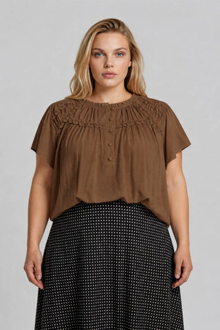 Curvy Sweet Ruffle Henley Top