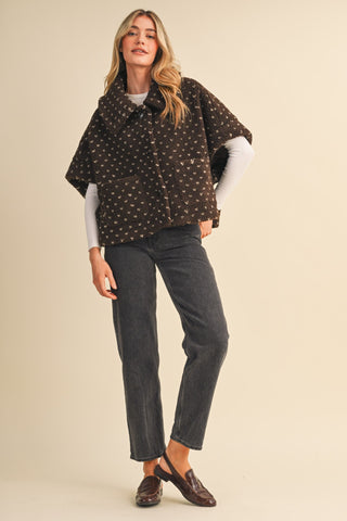 Polka Dot Faux Sherpa Cape