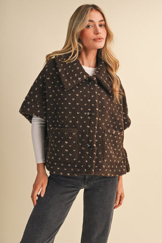 Polka Dot Faux Sherpa Cape