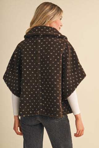 Polka Dot Faux Sherpa Cape