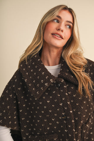 Polka Dot Faux Sherpa Cape