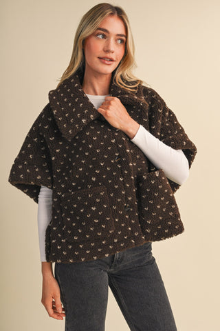 Polka Dot Faux Sherpa Cape