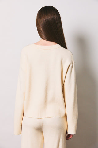 Crew Neck Button Front Knit Cardigan