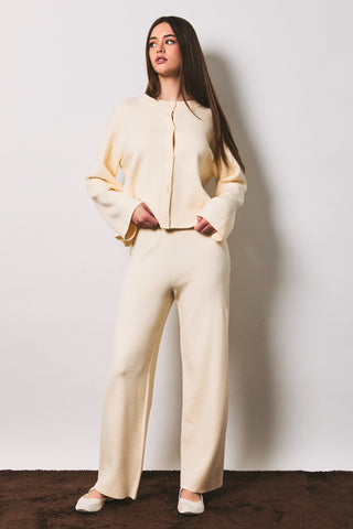 Crew Neck Button Front Knit Cardigan