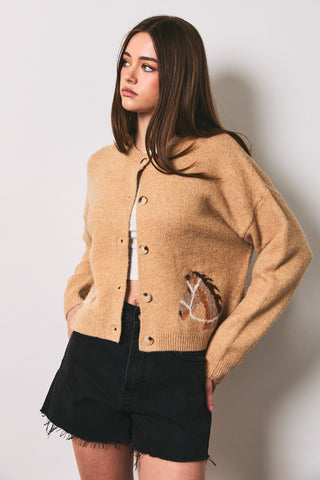 Horse Graphic Crew Neck Cardigan