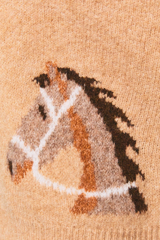 Horse Graphic Crew Neck Cardigan