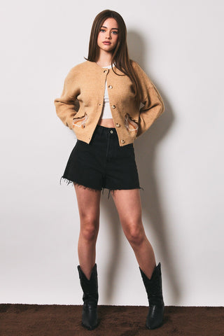 Horse Graphic Crew Neck Cardigan