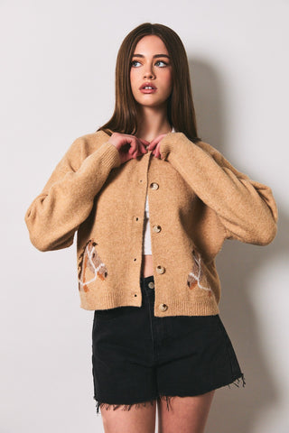 Horse Graphic Crew Neck Cardigan