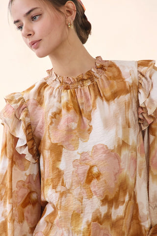 Abstract Floral Printed Blouse