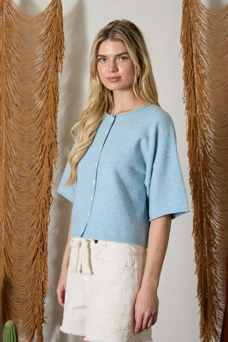 Raw Edge SS Button Down Cardigan