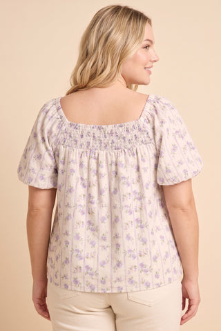 Curvy Ditsy Floral Bow Detail Top