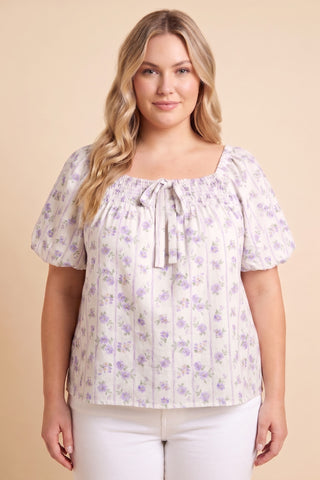 Curvy Ditsy Floral Bow Detail Top