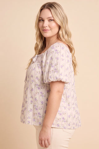 Curvy Ditsy Floral Bow Detail Top