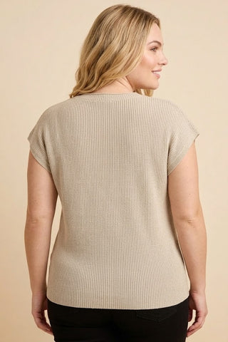 Curvy Ribbed Sweater Knit Muscle Sleeve Top