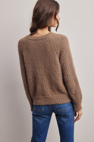 Brushed Textured Knit Crew Sweater
