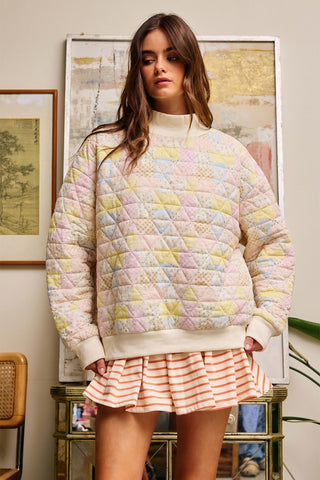 Quilted Pastel Patchwork Pullover