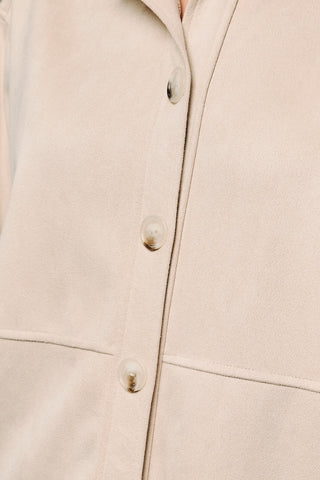 Faux Suede Long Sleeve Button Down Shacket