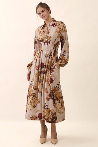 Floral Print Empire Midi Dress