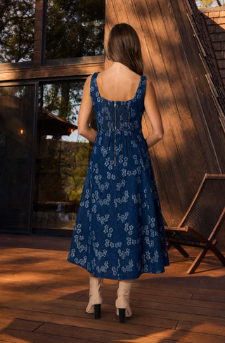 Floral Jacquard Corset Detail Dress