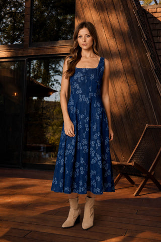 Floral Jacquard Corset Detail Dress