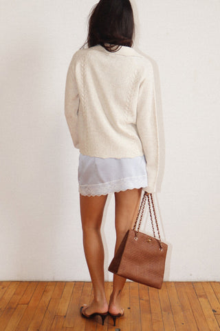 Floral Cable Knit Cardigan in Cream