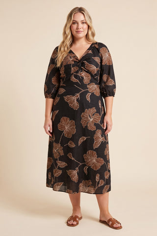 Curvy Autumn Waltz Midi Dress