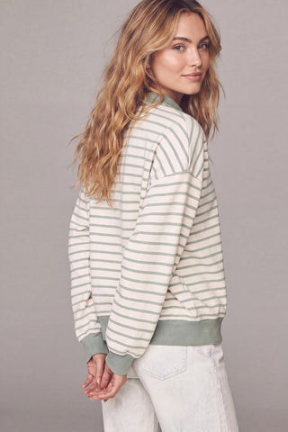 Rev Polka Dot Stripe Mock Neck