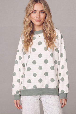 Rev Polka Dot Stripe Mock Neck