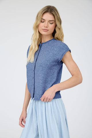 Raw Edge Sleeveless Lightweight Cardigan